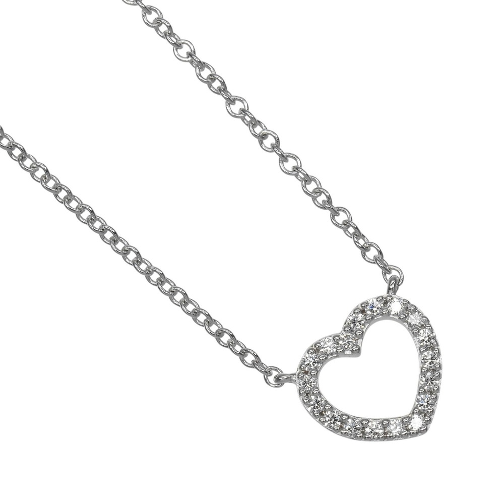 TIFFANY 18k Silver Diamond Heart Necklace